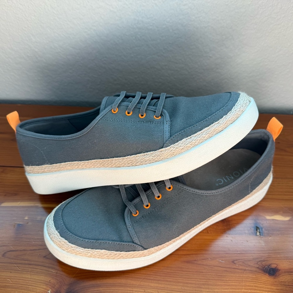Vionic Jovie WMN (size 10) Gray Canvas Arch Support Shoes with Orange Accents - Picture 6 of 9